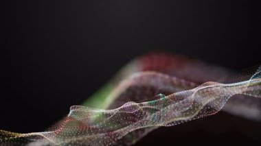 Parçacık dalga nesnesi ile fantastik video animasyonu yavaş çekim ve metin için boşluk, 4096x2304 döngü 4K