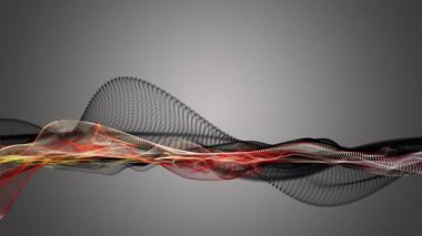 Parçacık dalga nesnesi ile fantastik video animasyonu yavaş çekim ve metin için boşluk, 4096x2304 döngü 4K