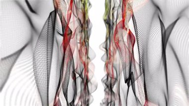 Parçacık dalgası nesnesinin ağır çekimde fantastik video animasyonu, 4096x2304 döngü 4K