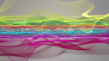 Parçacık dalgası nesnesinin ağır çekimde fantastik video animasyonu, 4096x2304 döngü 4K