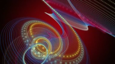 Parçacık çizgili dalga nesnesiyle gelecek video animasyonu, 4096x2304 döngü 4K