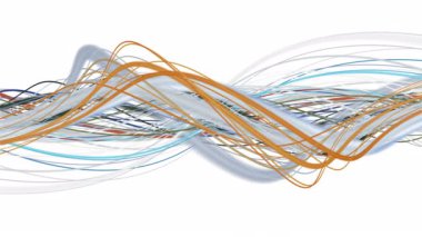 Yavaş çekimde çizgili dalga nesnesi ile fantastik video animasyonu, 4096x2304 döngü 4K