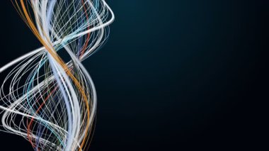 Yavaş çekimde şerit dalga nesnesi ve metin için uzay ile fantastik video animasyonu, 4096x2304 döngü 4K