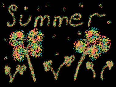 Summer Vibes - Düzenlenebilir Metin Efekti, Çizgi Film Sarı ve Mavi Renkli Metin Biçimi, Grafik Resimleri. Yüksek kaliteli illüstrasyon