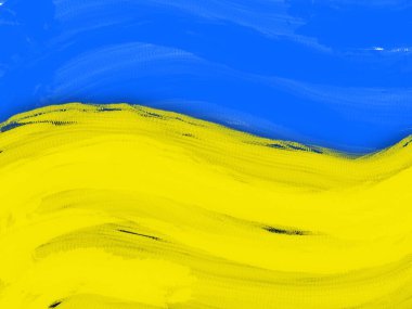 Dokular için sarı ve mavi suluboya arka plan ve web pankartları Ukrayna bayrağı tasarlıyor. Yüksek kaliteli illüstrasyon