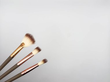 Şeffaf arka planda makyaj fırçaları. kopyalama alanı, düz konum, üst görünüm. Yüksek kalite fotoğraf