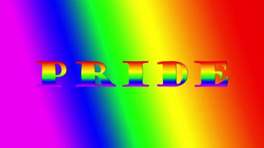 Gurur Ayı. Gurur metni. Yumuşak ve bulanık gökkuşağı renkli soyut bir arkaplan. Gökkuşağı bayrakları sallıyordu. Yüksek kalite 4k görüntü