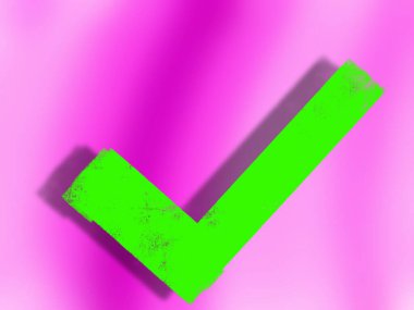 2D yeşil işaret simgesi. Çizgi film tarzı. İzole edilmiş pembe arka planda stok çizimi. Uzayı kopyala Yüksek kaliteli illüstrasyon