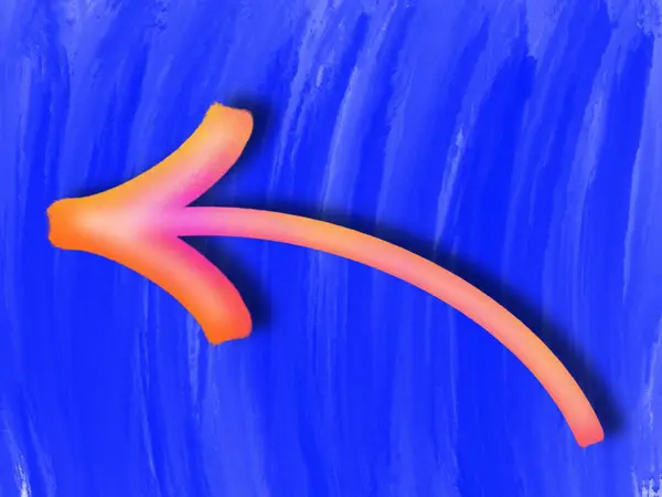 Mavi arkaplanda pembe ok simgesi. Düz stil. Web siteniz için ok simgesi, logo, uygulama, UI. Ok yön sembolünü gösteriyordu. Eğri ok işareti. Yüksek kaliteli illüstrasyon