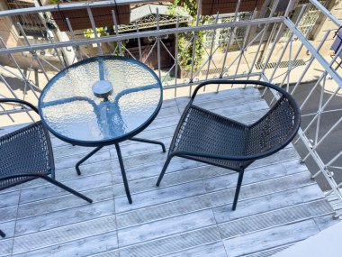 Güzel manzaralı muhteşem bir balkon. Yüksek kalite fotoğraf