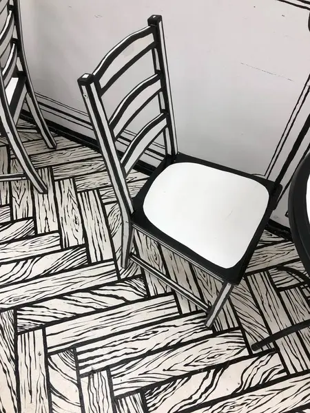 siyah beyaz kafe, resimli kafe, kafede mobilya çizimi, çizgi roman!