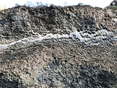 Ermenistan 'daki bazalt sütun mağarası, arkaplan, duvar, kaya, taş, jeoloji, volkanik, yüksek kalite