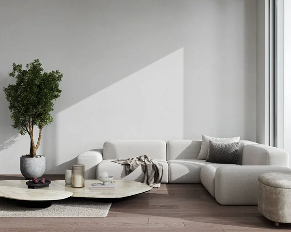 Minimalistický Moderní Obývací Pokoj Interiérové Zázemí Obývací Pokoj Napodobit Skandinávském — Stock fotografie