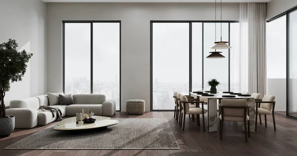 Minimalist Modern Living Room Interior Background Living Room Mock Scandinavian — Stock Photo, Image