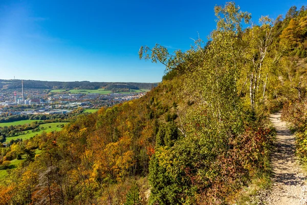 Kleine Herfstwandeling Door Het Landschap Van Jena Thüringen Duitsland — Stockfoto