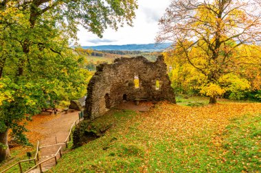 Bad Liebenstein - Thüringen - Almanya yakınlarındaki güzel park manzarasında küçük bir sonbahar yürüyüşü.