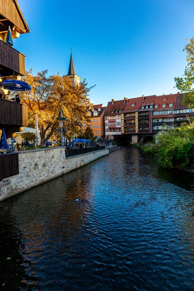 Město Procházka Hlavním Městě Státu Erfurt Slunečného Podzimního Dne Durynsko — Stock fotografie