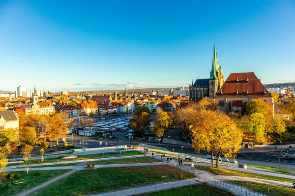 stock image City stroll through the state capital Erfurt on a sunny autumn day - Thuringia - Germany