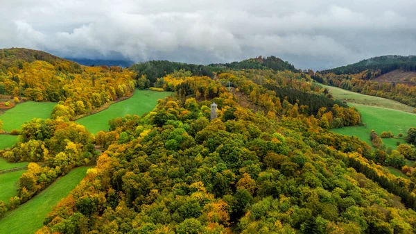 Небольшая Осенняя Прогулка Живописному Парковому Ландшафту Недалеко Бад Ибенштайна Тюрингия — стоковое фото