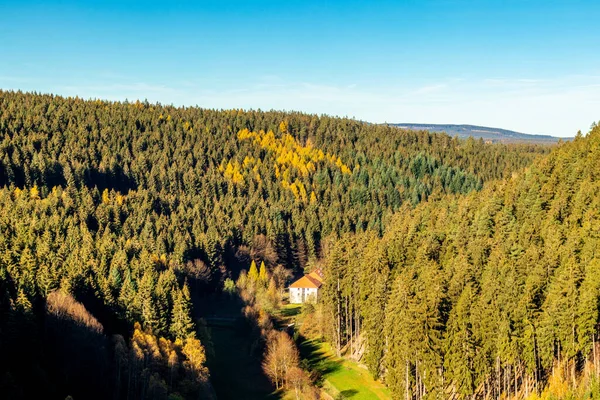 Podzimní Procházka Kolem Úzké Přehrady Durynském Lese Tambach Dietharz Německo — Stock fotografie