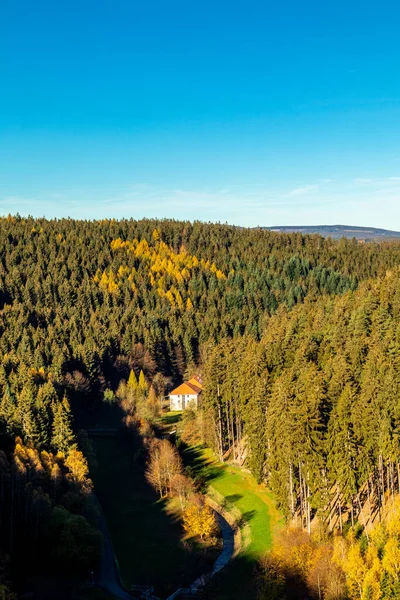 Podzimní Procházka Kolem Úzké Přehrady Durynském Lese Tambach Dietharz Německo — Stock fotografie