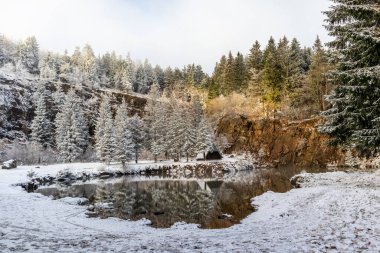 Floh-Seligenthal yakınlarındaki Rennsteig 'de ilk kısa kış yürüyüşü - Thüringen - Almanya