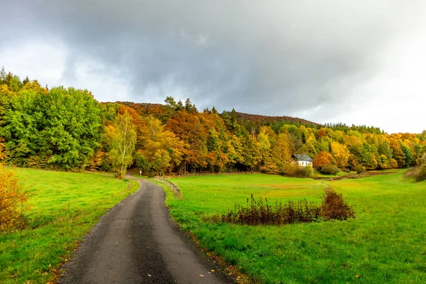 Malý Podzim Procházka Krásnou Přírodou Schmalkalden Durynsko Německo — Stock fotografie