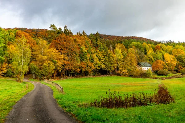 Malý Podzim Procházka Krásnou Přírodou Schmalkalden Durynsko Německo — Stock fotografie