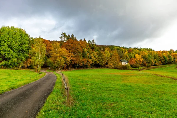 Маленькая Прогулка Красивой Природе Шмальфедена Тюрингия Германия — стоковое фото