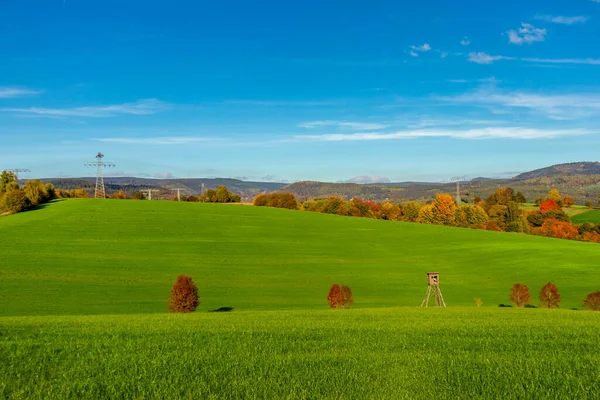 Spacerując Wspaniałym Słońcu Jesienny Dzień Niedaleko Steinbach Hallenberg Turyngia Niemcy — Zdjęcie stockowe
