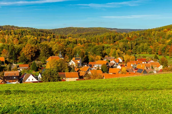 Herbstbummel Bei Strahlendem Sonnenschein Bei Steinbach Hallenberg Thüringen Deutschland — Stockfoto