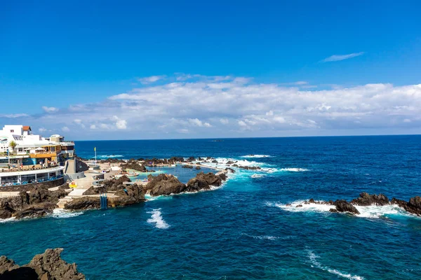 stock image On the way to the north side of Madeira below Porto Moniz with fantastic views of the Atlantic Ocean - Madeira - Portugal 