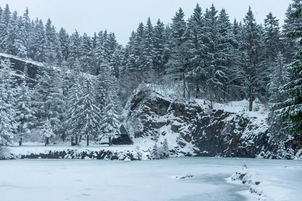 德国图林根塔尔附近图林根森林高地美丽的冬季风景 — 图库照片