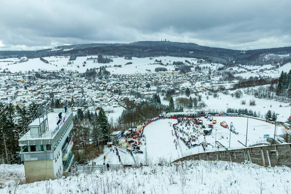 Visitando Copa Internacional Saltos Esqui Rennsteig Brotterode Turíngia Alemanha — Fotografia de Stock