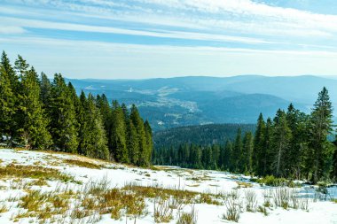 Groer Arbersee 'den Groer Arber Zirvesi' ne kadar Bavyera Ormanı 'nda bahar yürüyüşü - Almanya