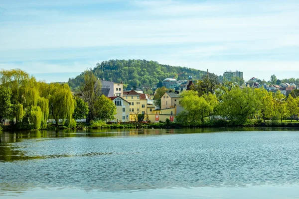 Mooie Lentewandeling Het Tsjechische Grensstadje Decin Langs Elbe Boheems Zwitserland — Stockfoto