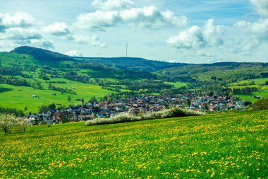 Wasserkuppe - Hesse - Almanya çevresindeki güzel Rhn dağlarında bahar yürüyüşü