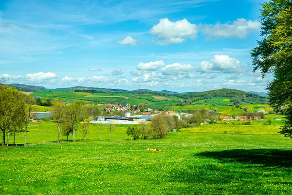 stock image Spring hike through the beautiful Rhn mountains around the Wasserkuppe - Hesse - Germany