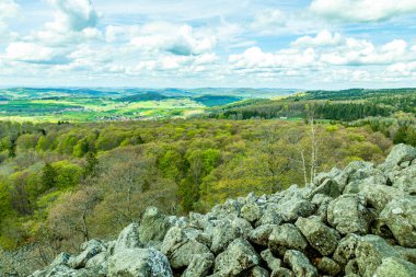 Wasserkuppe - Hesse - Almanya çevresindeki güzel Rhn dağlarında bahar yürüyüşü