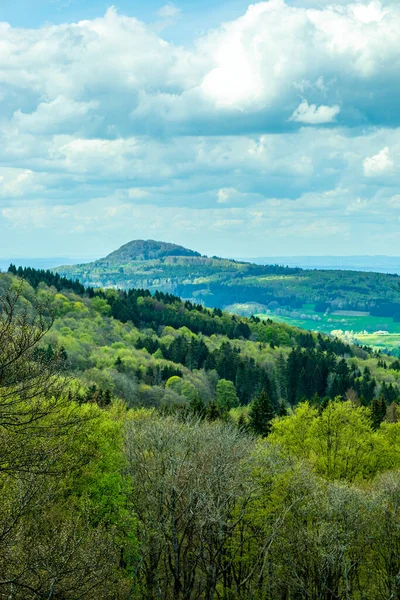Jarní Túra Krásnými Horami Rýna Kolem Wasserkuppe Hesensko Německo — Stock fotografie