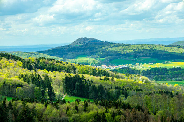 Spring hike through the beautiful Rhn mountains around the Wasserkuppe - Hesse - Germany