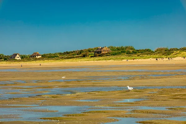 Passeggiata Serale Spiaggia Nella Splendida Normandia Incl Tramonto Vicino Cabourg — Foto Stock