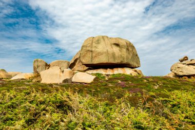 Fransa 'nın Ploumanac' h yakınlarındaki güzel Brittany 'nin Cte de Granit Gülü yolunda