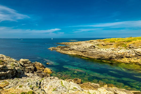 Úton Quiberon Félszigeten Mentén Gyönyörű Atlanti Óceán Partján Bretagne Franciaország — Stock Fotó