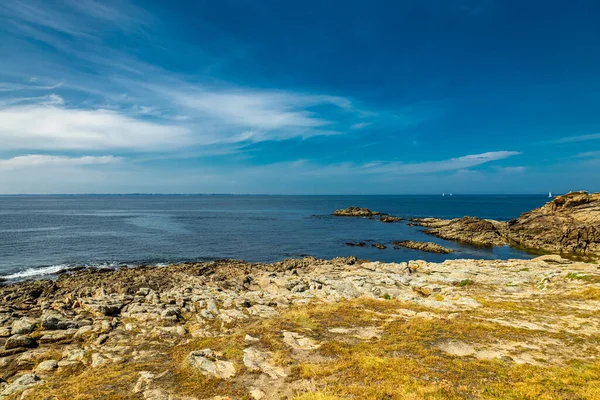 Silnici Poloostrově Quiberon Podél Krásného Pobřeží Atlantiku Bretaně Francie — Stock fotografie