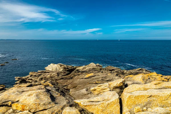 Estrada Península Quiberon Longo Bela Costa Atlântica Bretanha França — Fotografia de Stock