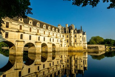 Chenonceaux-Indre-et-Loire yakınlarındaki Chenonceau Kalesi 'ndeki güzel Seine Vadisi' nde yaz keşfi turu.