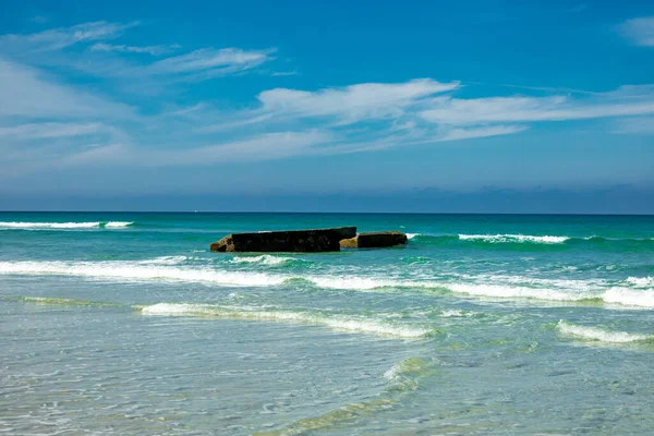 Дороге Вдоль Километра Песчаного Пляжа Атлантическом Побережье Красивой Бриттани Треога — стоковое фото