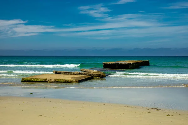 Road Kilometres Sandy Beach Atlantic Coast Beautiful Brittany Plage Treogat — Stock Photo, Image