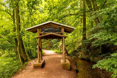 Eisenach yakınlarındaki Ejderha Vadisi 'nde yaz yürüyüşü - Thüringen - Almanya